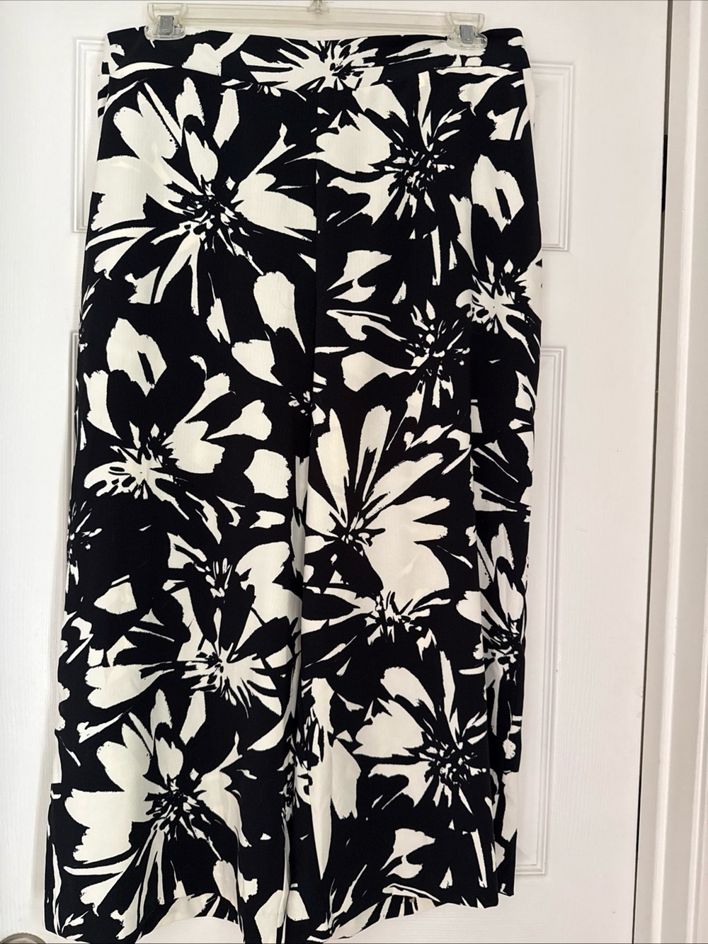 Nine West Black and White Floral Midi Skirt